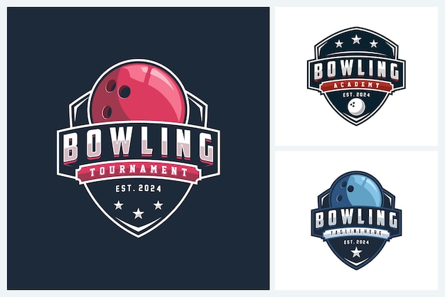 Bowling logo sport design template bowling emblem vector bowling tournament logo badge design