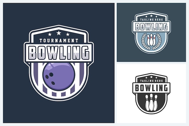 Bowling logo sport design template bowling emblem vector bowling tournament logo badge design