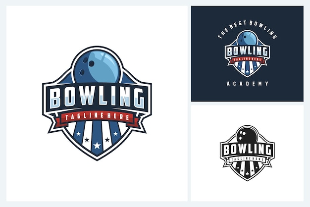 Bowling logo sport design template bowling team emblem badge bowling tournament logo design
