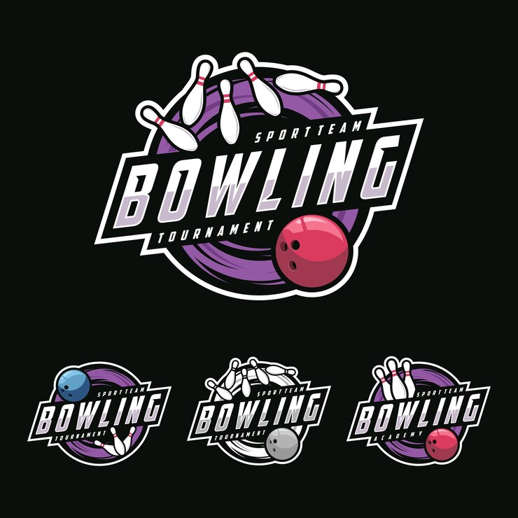 Bowling logo sport emblem set collection bowling vector illustration