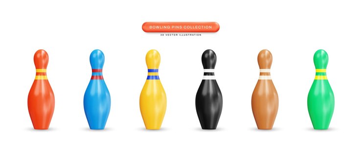 Bowling pins collection realistic 3d vector illustration