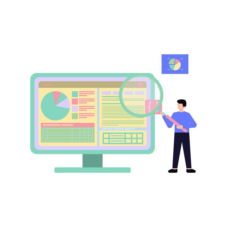 Vector boy searching on web page