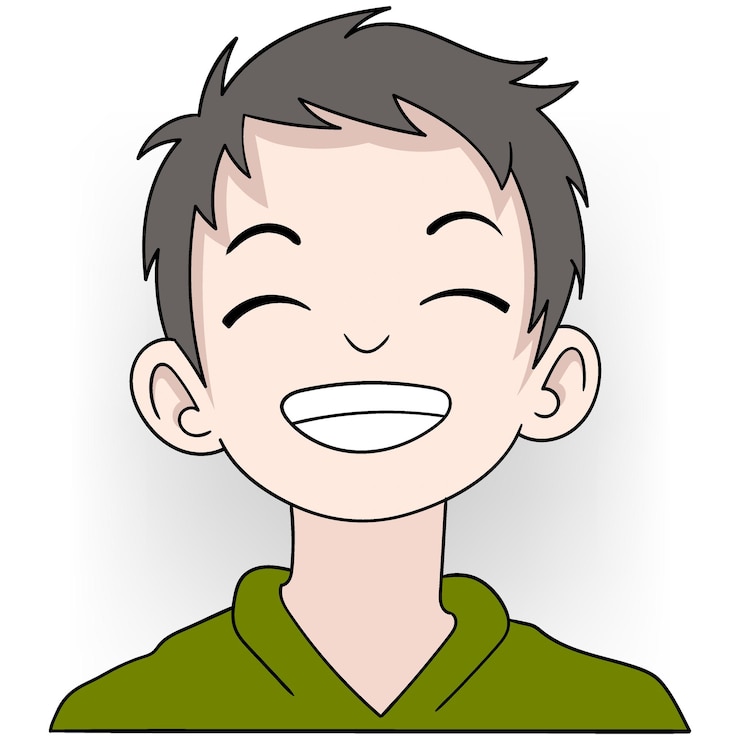 Vector boy showing his clean white healthy teeth