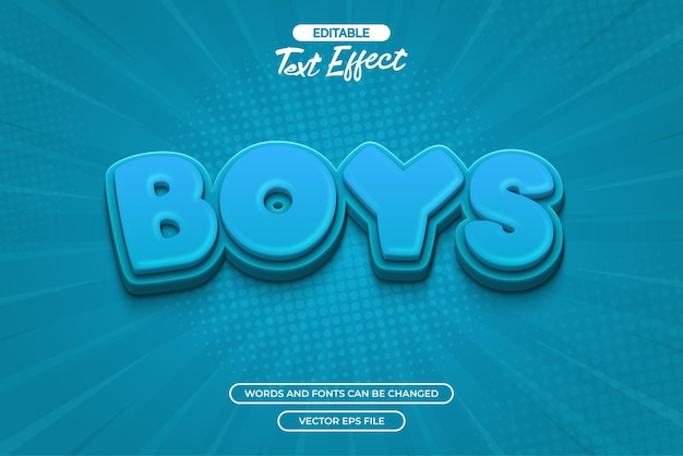 Boys editable vector text effect