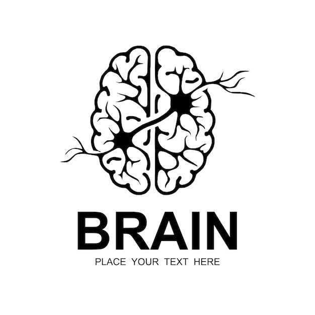 brain logo silhouette design vector template linear style