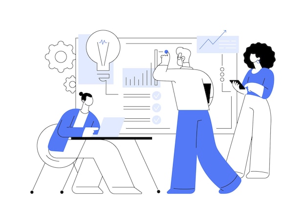 Brainstorming with creative team abstract concept vector illustration