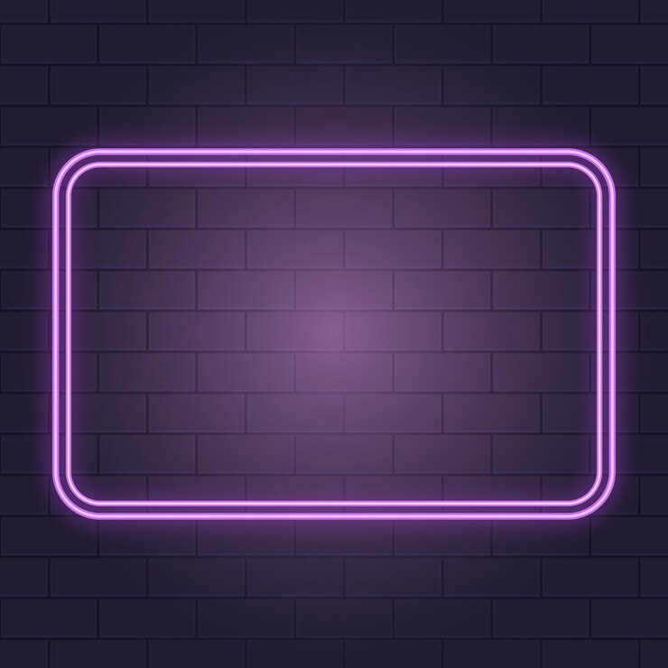 Vector brick background with purple neon glow