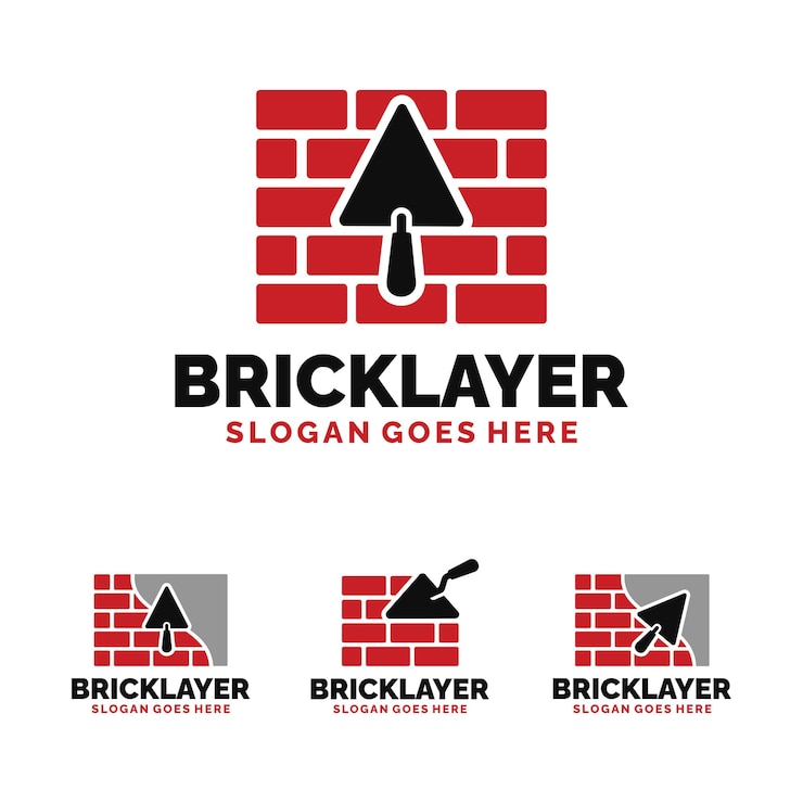 Vector bricklayer logo design vector