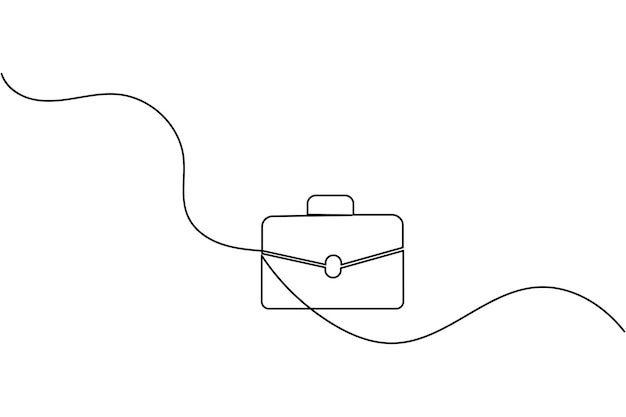 Briefcase continuous one line drawing and minimalist style isolate outline vector icon