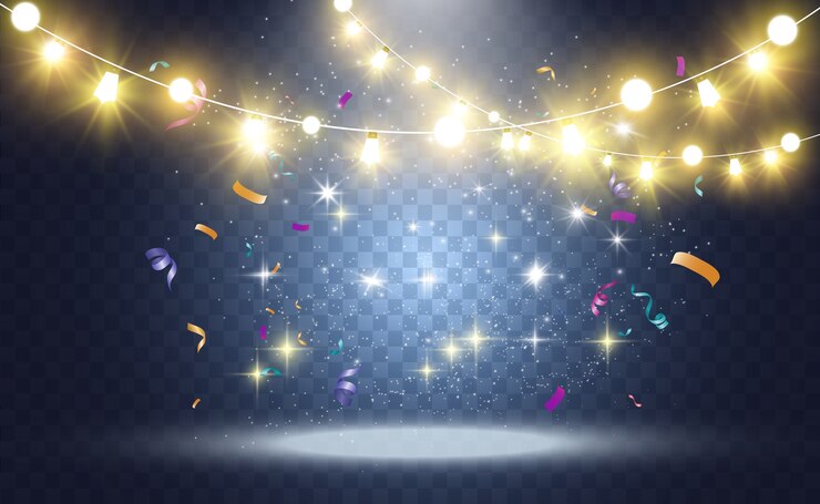 Bright, beautiful lights, design elements. Glowing lights.