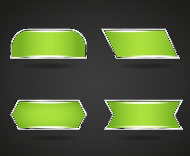 bright green silver frame website button set
