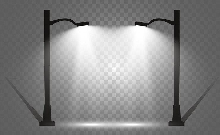 Bright modern street lamp.  Beautiful light from a street lamp.