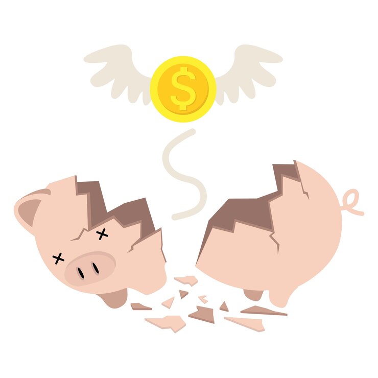 Broken Piggy bank money savings concept of growth vector