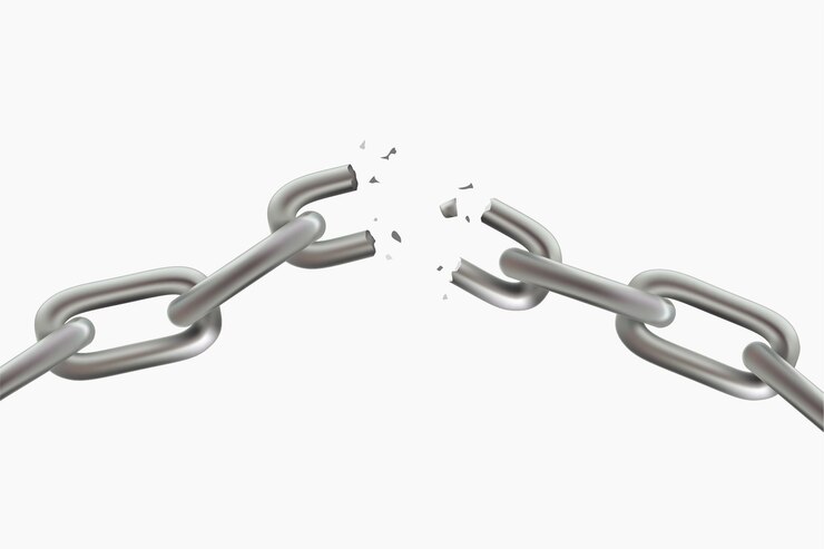 broken realistic silver chain
