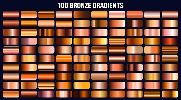 Bronze metallic gradient background set Metallic gradation textures Shiny elegant