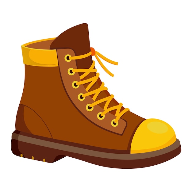 brown boot with yellow laces side view