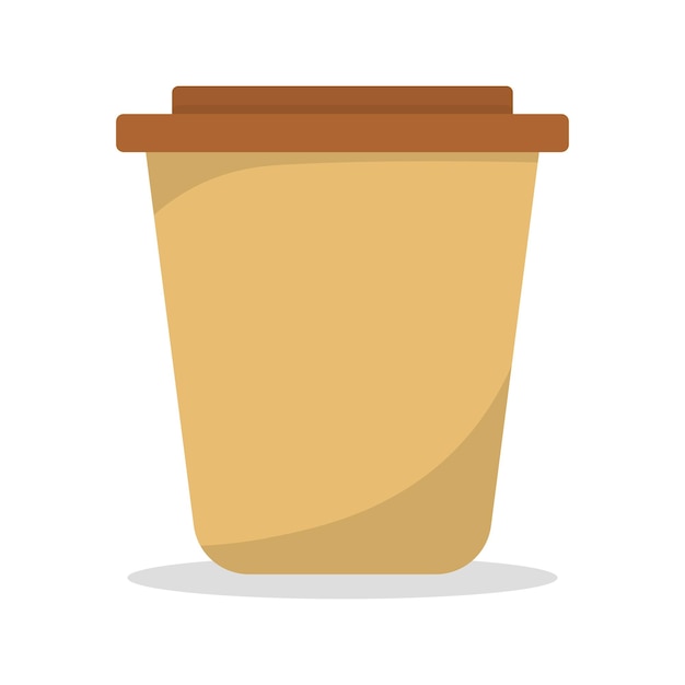 Brown craft paper or plastic cup for coffee tea chocolate and other hot drinks Empty template with shadow isolated on white background Vector illustration