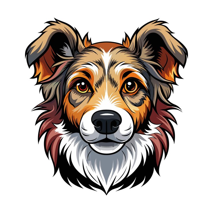 Brown Dog face on white background