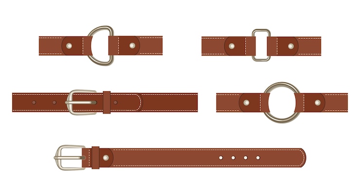Vector brown leather belt set