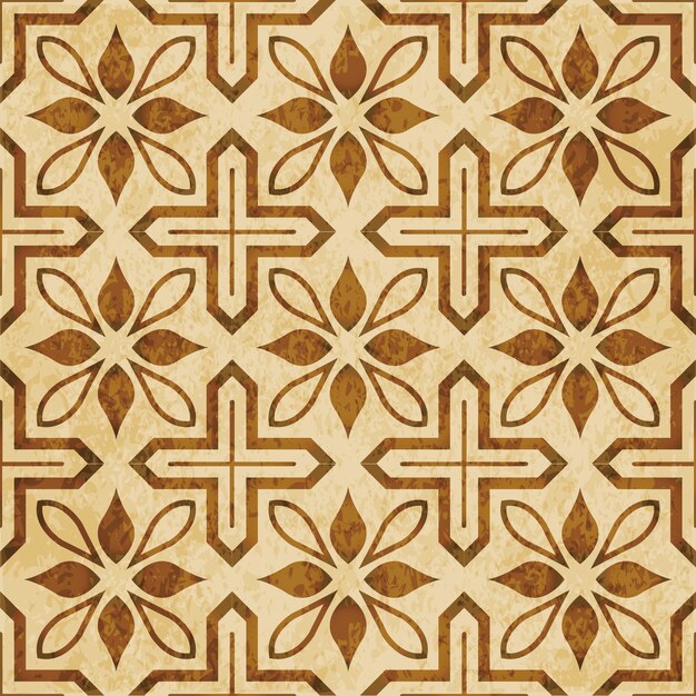 Brown watercolor texture, seamless pattern, cross geometry flower frame