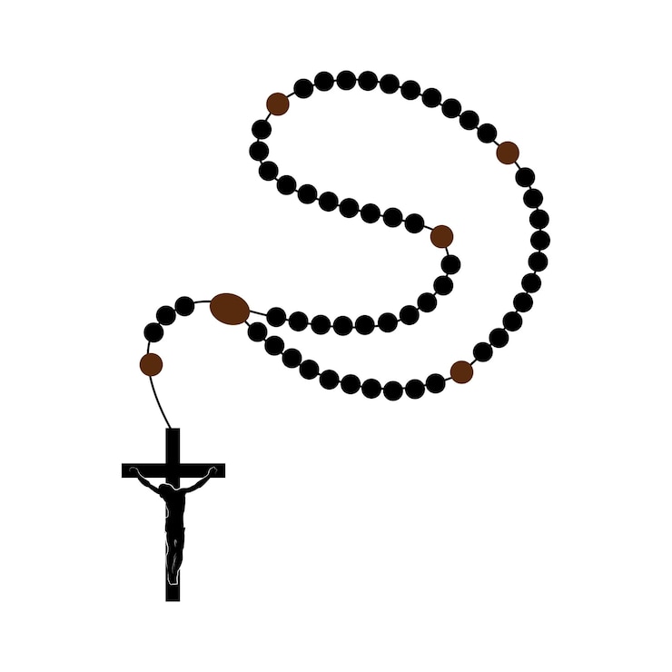 Vector brown wooden catholic rosary cross rosary necklace beaded rosary rosary prayer