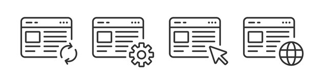 Browser icon Website interface vector Web site setting search reload global