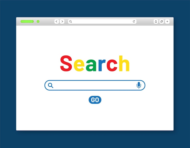 Vector browser window with search bar
