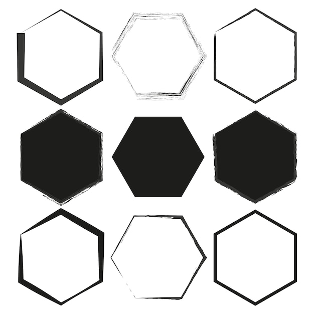 Brush hexagons Brush texture Geometric element Circle geometric shape Vector illustration