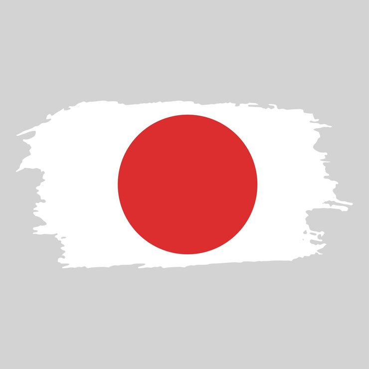 Brush painted national emblem of Japan country on white background