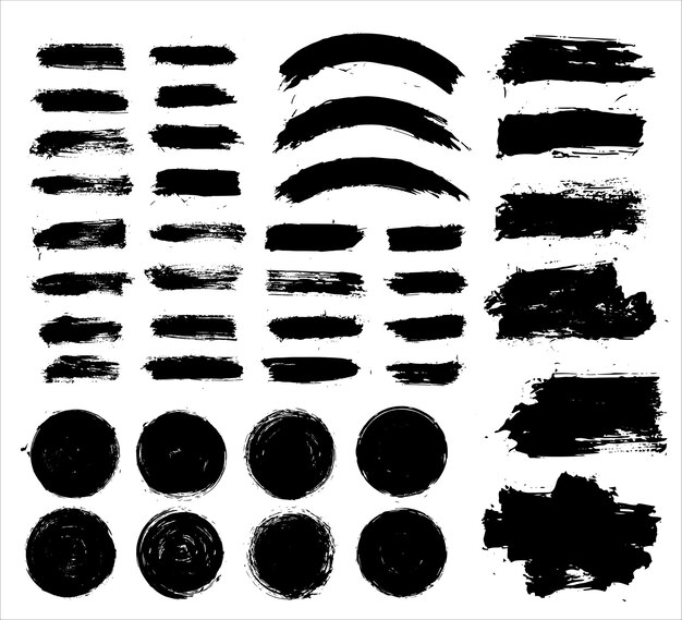 Brush strock grunge black paint stripe Text boxes for banner