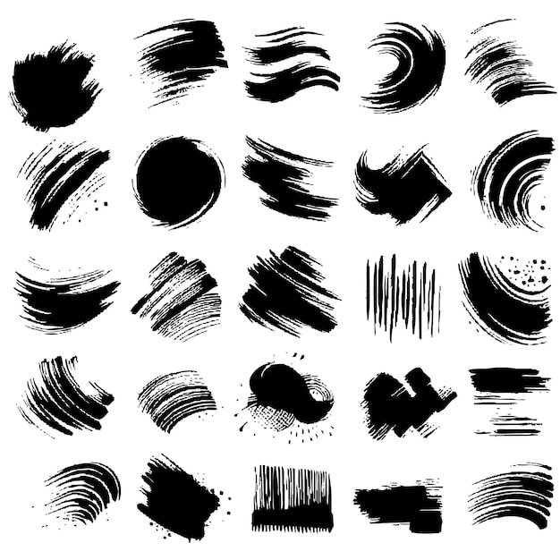Brush strokes texture Black grunge brush stroke template Ink brush stroke collection