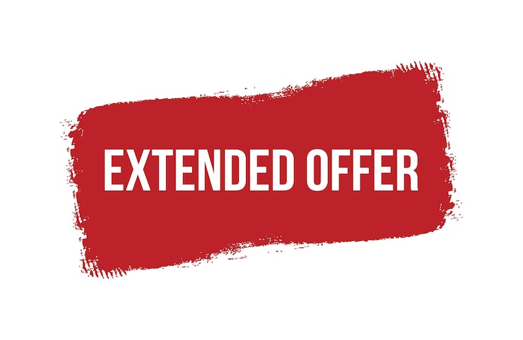 Vector brush style extended offer red banner design isolated on white background
