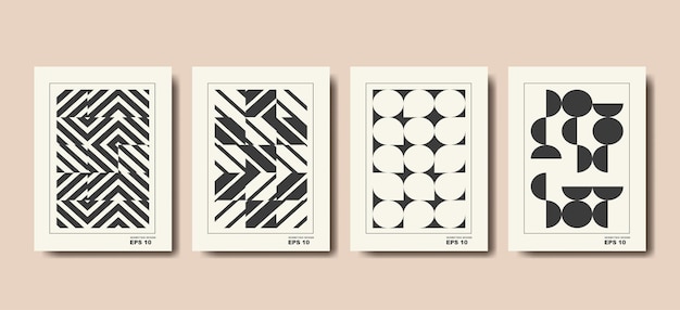 Brutalism covers design Minimal geometric shapes compositions Applicable for brochures posters covers and banners
