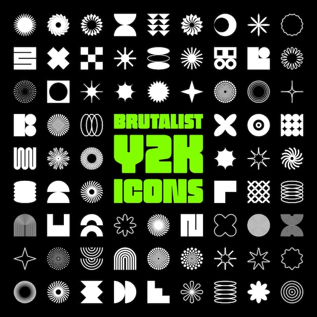 brutalist geometric shapes symbols simple primitive elements and forms bauhaus retro design trendy