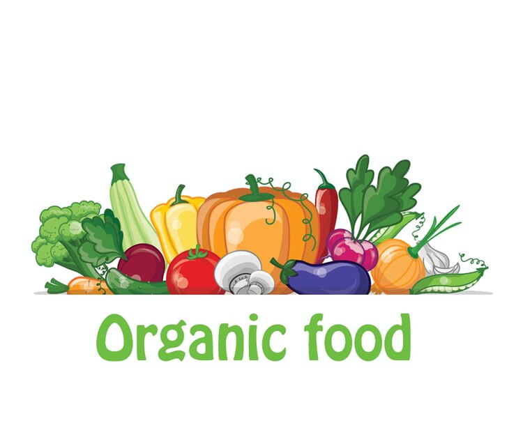 Vector buah dan sayuran kartun brokoli wortel kubis bit kiwi aprikot mangga irisan buah sayuran organik segar set vektor makanan sehat organik untuk pasar