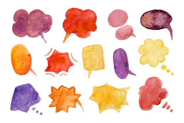 bubble chat elements watercolor hand drawn