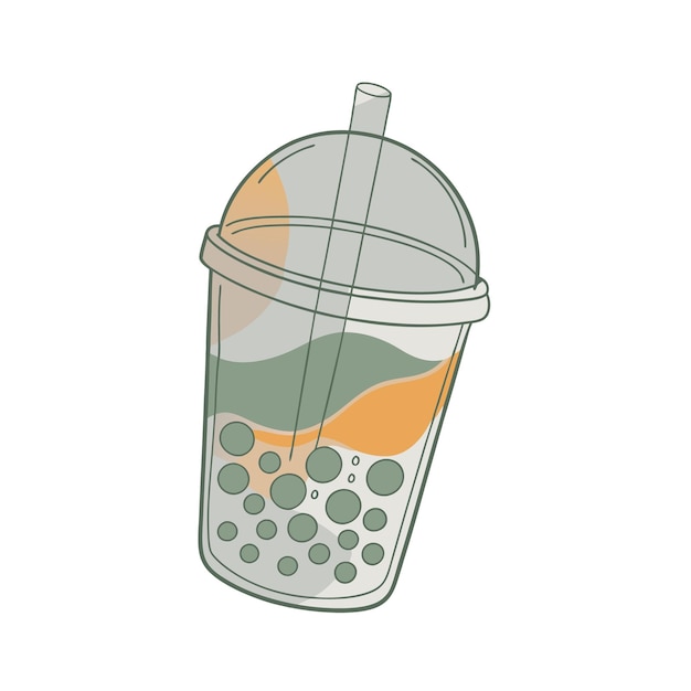 Bubble tea line art vector illustration