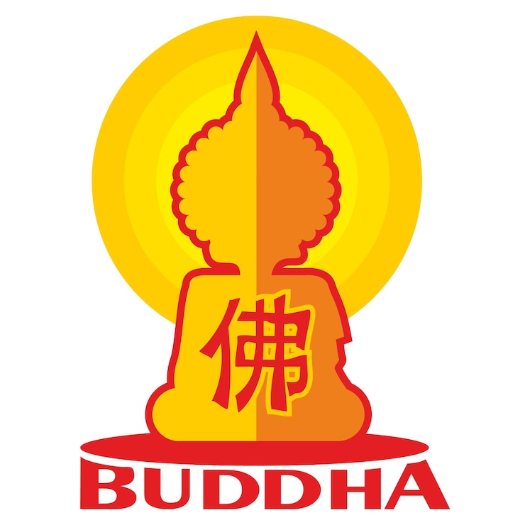 Vector buddah monk flat illustration
