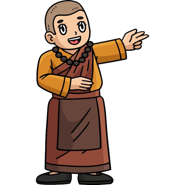 Vector buddhism buddhist female monk standing clipart