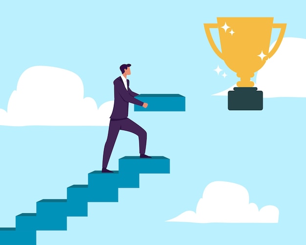 build stair to reach target career success or progress to achievement business goal