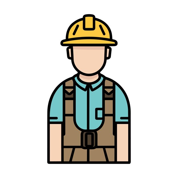 Builder icon Construction worker icon isolated Cartoon icon of engineer in flat design Vector illustration