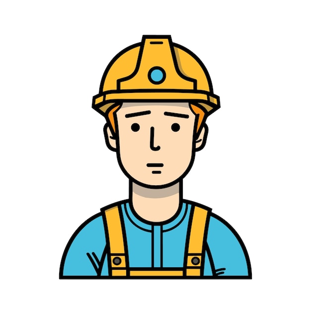 Builder icon Construction worker icon isolated Cartoon icon of engineer in flat design