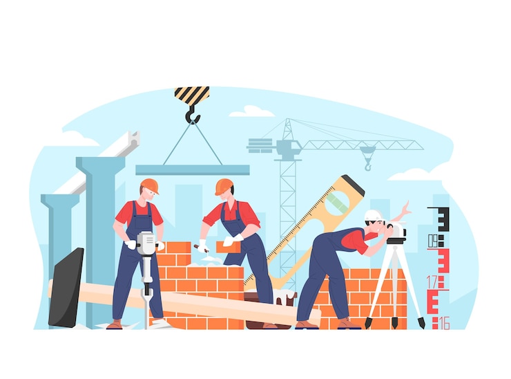 Vector builders male team in uniform illustration