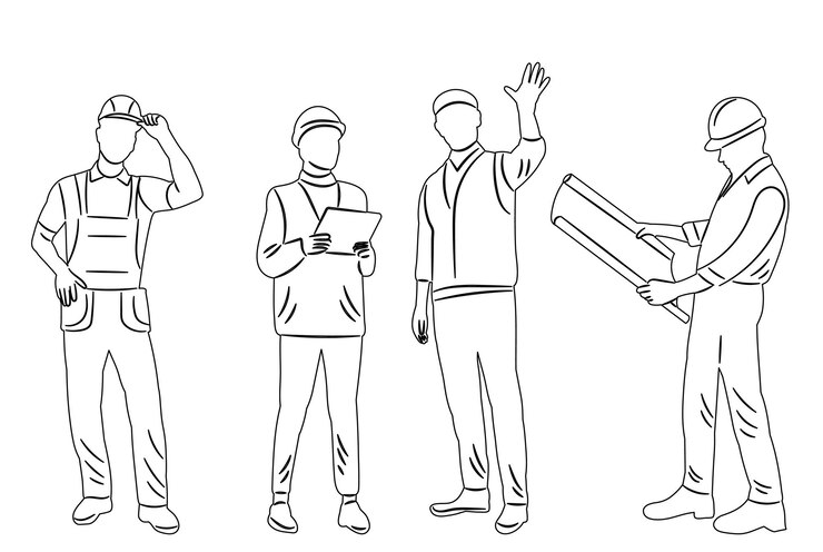 Vector builders sketch on white background vector