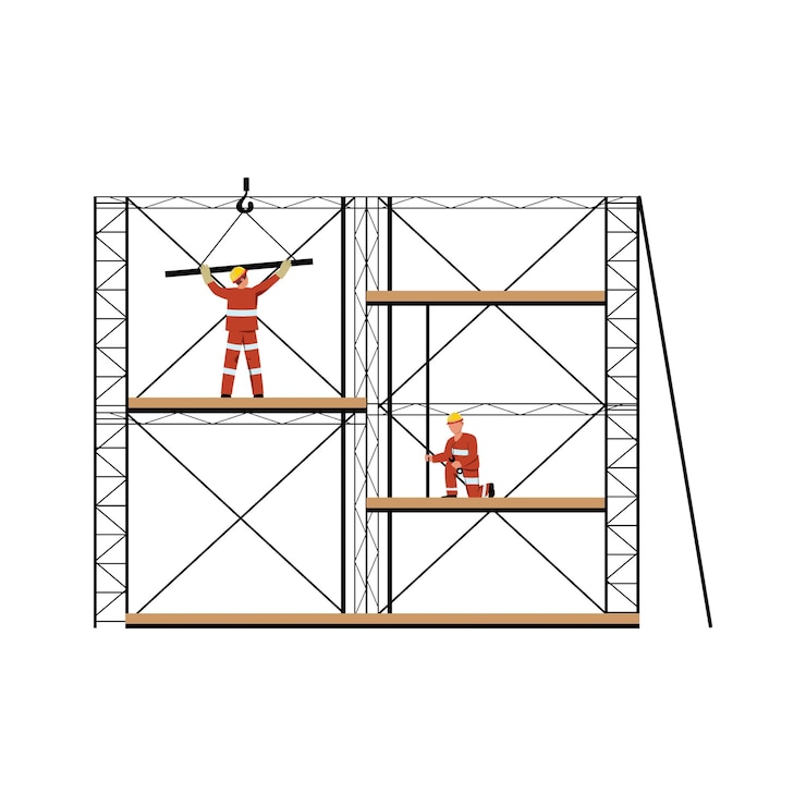 Vector builders working on scaffolding construction concept