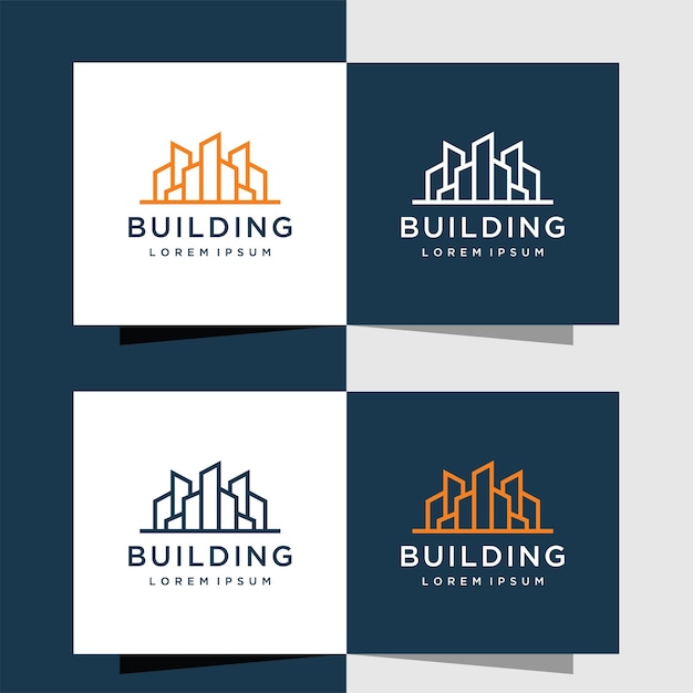 Building Logo Design Template with elegant line style