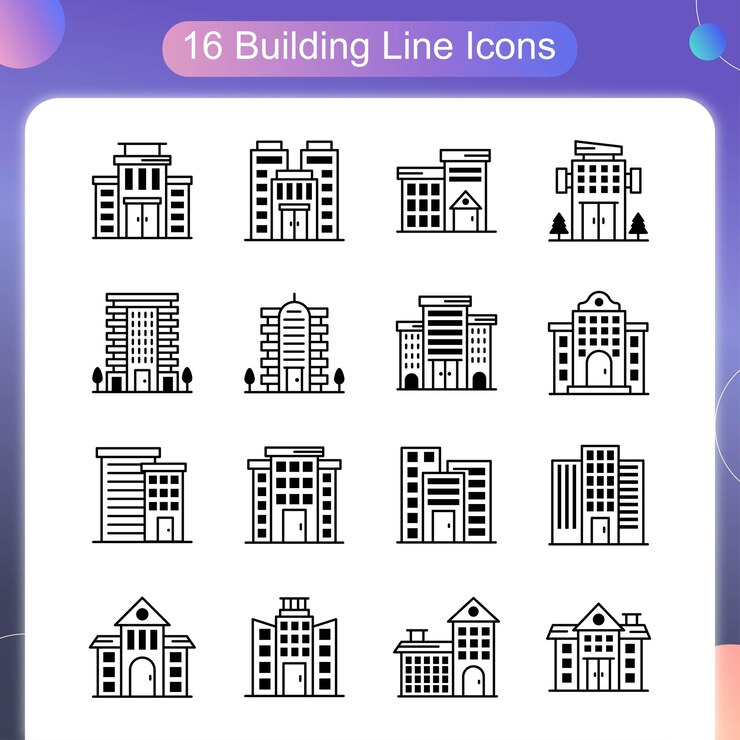 Vector building vector outline icon set 01