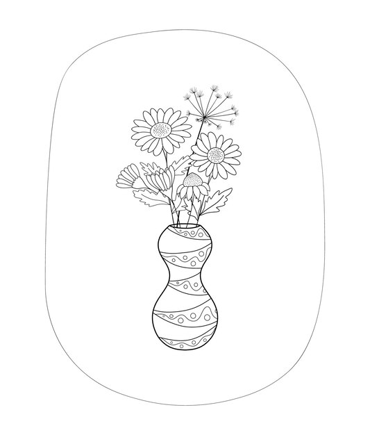 Buket aster chamomile dalam garis vas