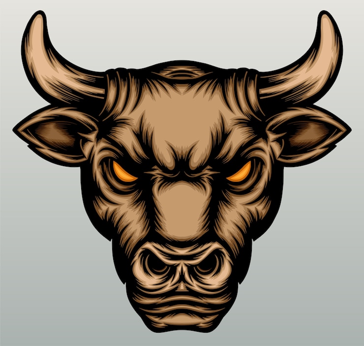 Vector bull head illustration in hand drawn