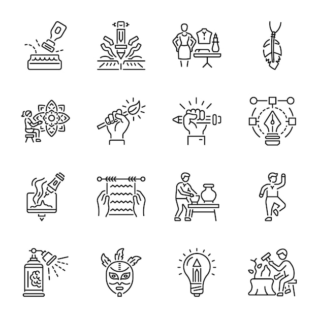 Bundle of Linear Style Artistic Designing Icons